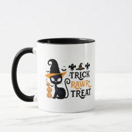 Trick Rawr Leckerei Black Cat Hexen Halloween Tasse