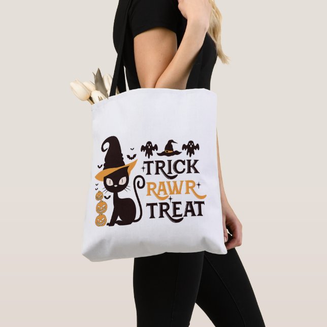 Trick Rawr Leckerei Black Cat White Halloween (Von Nahem)
