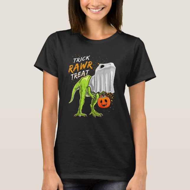 Trick Rawr Leckerei Halloween Rex Dinosaur Ghost B T-Shirt (Vorderseite)