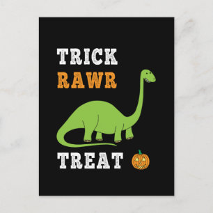 Trick Rawr Leckerei Niedlich Halloween Brontosauru Postkarte