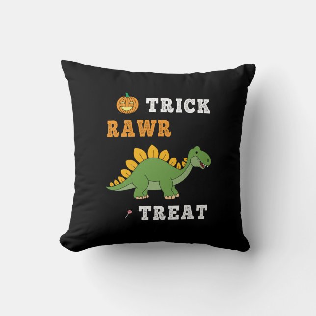 Trick Rawr Leckerei Niedlich Halloween Stegosaurus Kissen (Vorderseite)