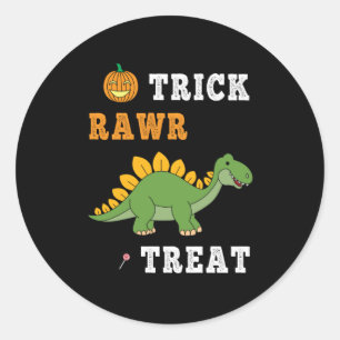 Trick Rawr Leckerei Niedlich Halloween Stegosaurus Runder Aufkleber