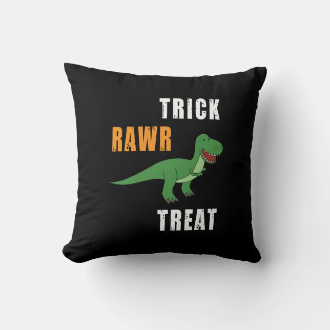 Trick Rawr Leckerei Niedlich Halloween Tyrannosaur Kissen (Vorderseite)