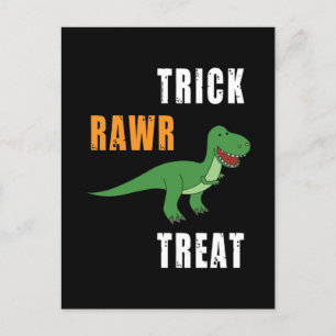Trick Rawr Leckerei Niedlich Halloween Tyrannosaur Postkarte