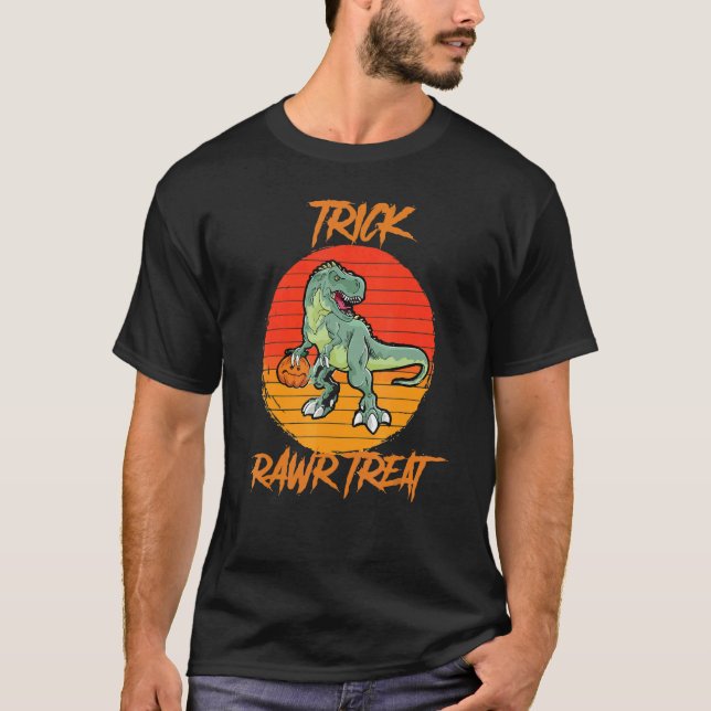 Trick Rawr Treat Halloween Rex Dinosaur T-Shirt (Vorderseite)