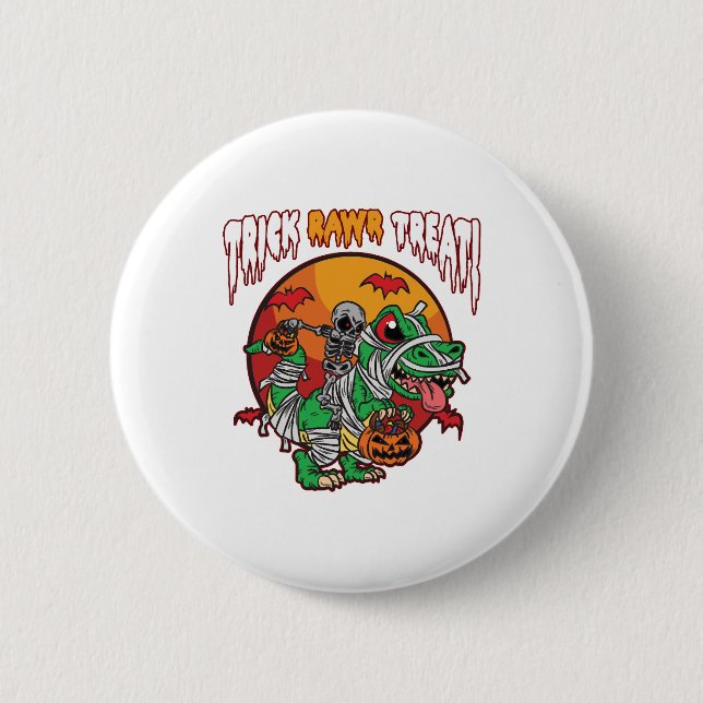 Trick Rawr Treat Spooky Halloween Dinosaur Button (Vorderseite)