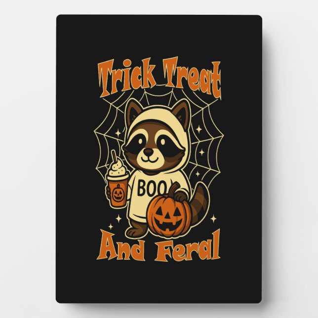 Trick Treat and Feral Cute Halloween Fotoplatte (Vorderseite)