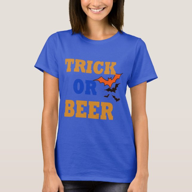 Trickbier oder lustige Bierhalloween T-Shirt (Vorderseite)