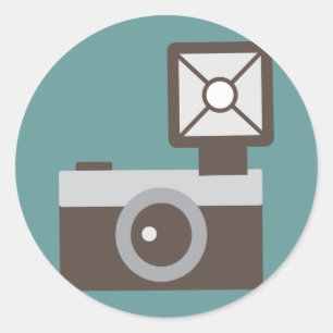 Trickfilmkamera im Vintage-Stil Runder Aufkleber