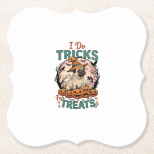 Tricks Behandlungen Halloween Mops Hexenhut Kürbis Untersetzer