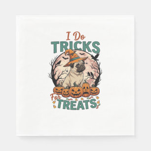Tricks machen Halloween Kürbis Hexenhut Mops_ Serviette