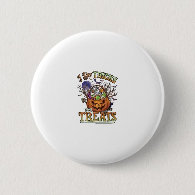 Tricks Süßigkeiten Halloween Kürbis Korb Candy Sk Button (Vorderseite)