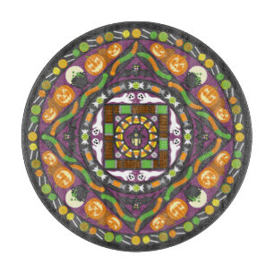 Tricks und Leckereien Mandala Glas Cutting Board Schneidebrett