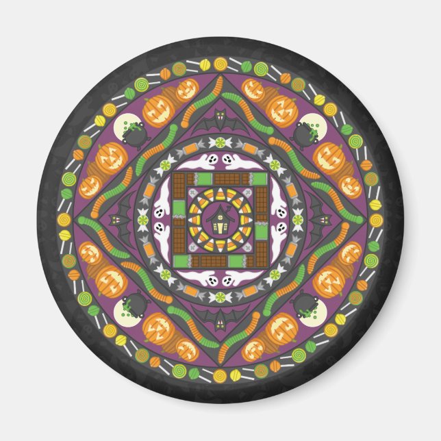 Tricks und Leckereien Mandala Magnet (Vorne)