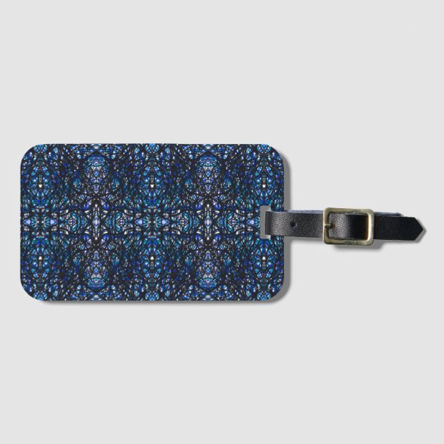Trickster Blau Schwarze Abstrakte Indien-Tusche-Ku Gepäckanhänger (Vorderseite (Horizontal))