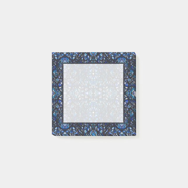 Trickster Blue Abstrakte India-Tinte-Kunst Post-it Klebezettel (Vorderseite)