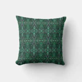 Trickster Green Abstrakte India-Tusche-Kunst Kissen