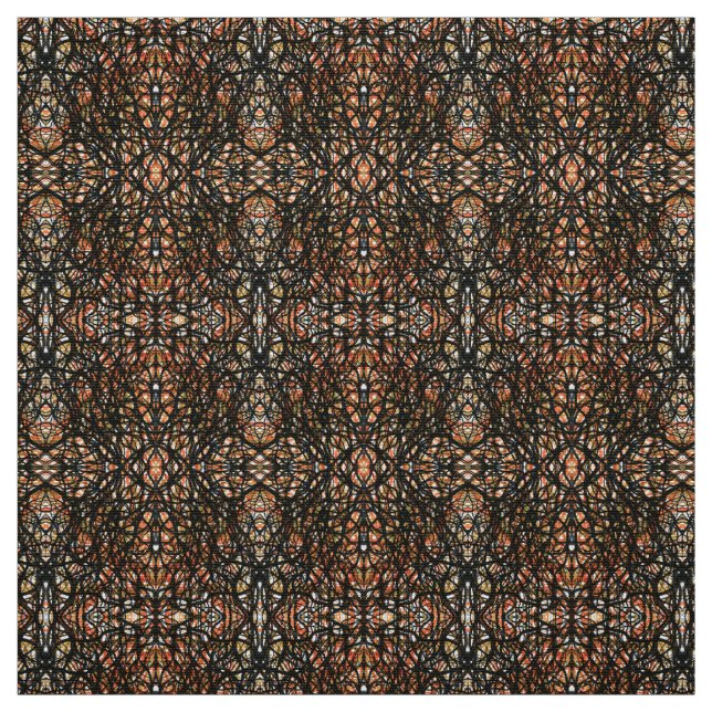 Trickster Orange Abstrakt India-Tinte-Kunst Stoff (Muster)