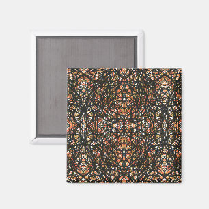 Trickster Orange Schwarz Abstrakte Indien-Tinte-Ku Magnet