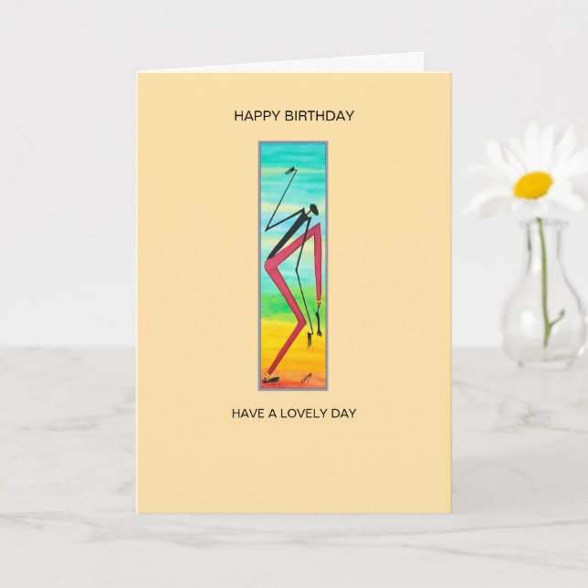 Tricky African Dancer Happy Birthday Karte (Kleine Pflanze)