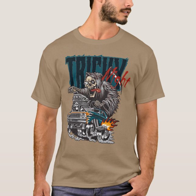Tricky Night Halloween Retro T-Shirt (Vorderseite)