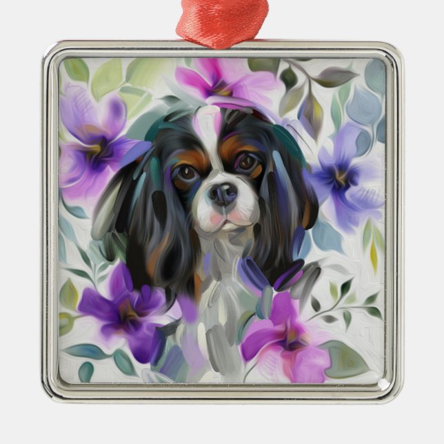Trico Cavalier| lila Flora Ornament Aus Metall (Vorne)