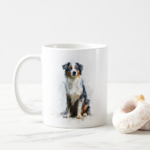 Tricolor-Australian-Shepherd-Watercolor-Kunst Kaffeetasse