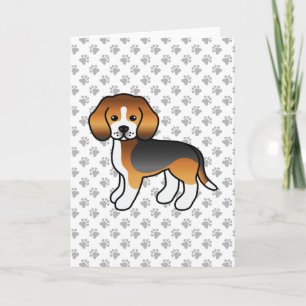 Tricolor Beagle Niedlich Cartoon Dog Karte