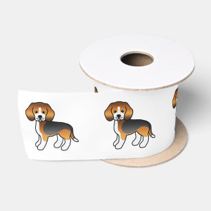Tricolor Beagle Niedlich Cartoon Dog Satinband