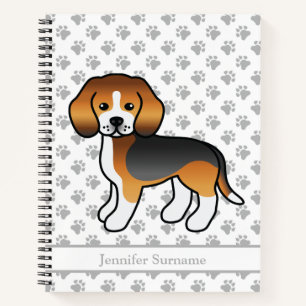Tricolor Beagle Niedlich Cartoon Dog & Text Notizbuch