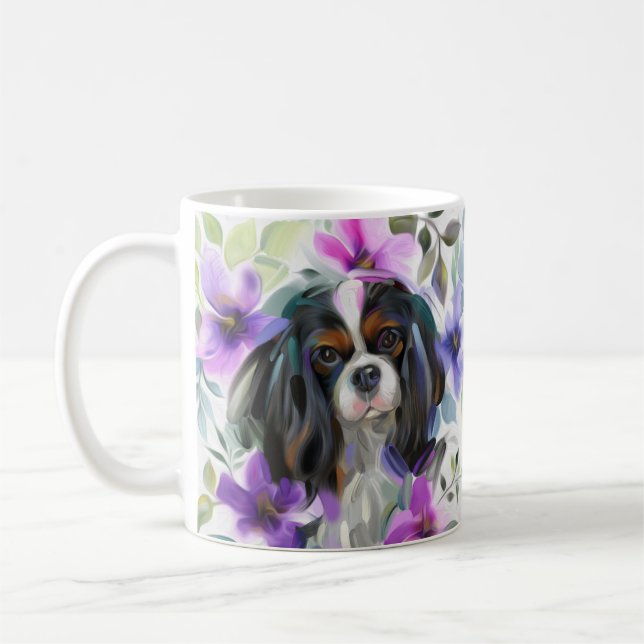Tricolor Cavalier Art Tasse| lila Kaffeetasse (Links)