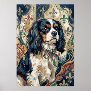 Tricolor Cavalier Fleur de Lis Porträt Poster