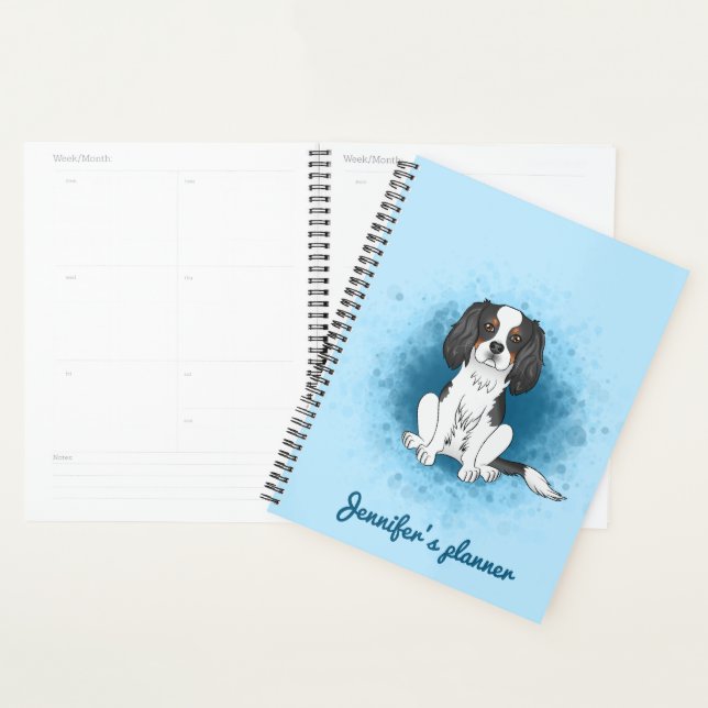 Tricolor Cavalier King Charles Spaniel Dog On Blue Planer (Anzeige)