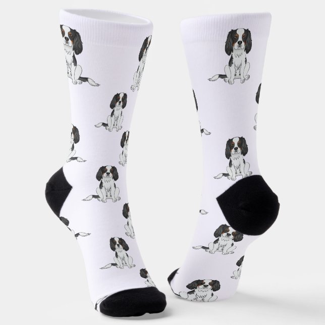 Tricolor Cavalier King Charles Spaniel Dog Pattern Socken (Gewinkelt)