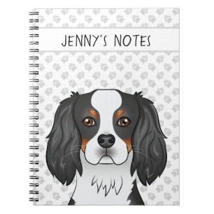 Tricolor Cavalier King Charles Spaniel Dog & Text Notizblock