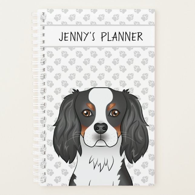 Tricolor Cavalier King Charles Spaniel Dog & Titel Planer (Vorderseite)