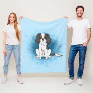 Tricolor Cavalier King Charles Spaniel Hund auf Bl Fleecedecke