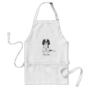 Tricolor Cavalier King Charles Spaniel Hund & Name Schürze