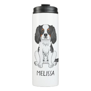 Tricolor Cavalier King Charles Spaniel Hund & Name Thermosbecher
