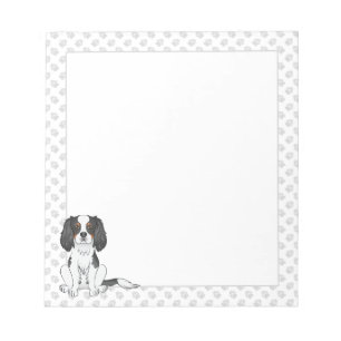 Tricolor Cavalier King Charles Spaniel Hund & Pfot Notizblock