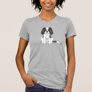 Tricolor Cavalier King Charles Spaniel Hund sitzen T-Shirt