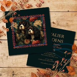 Tricolor Cavalier King Charles Spaniels CKCS Dogs Quadratische Visitenkarte