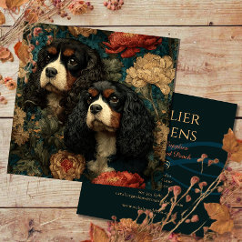 Tricolor Cavalier King Charles Spaniels CKCS Dogs Quadratische Visitenkarte