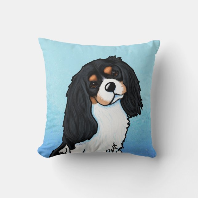 Tricolor Cavalier Spaniel Throw Kissen (Vorderseite)