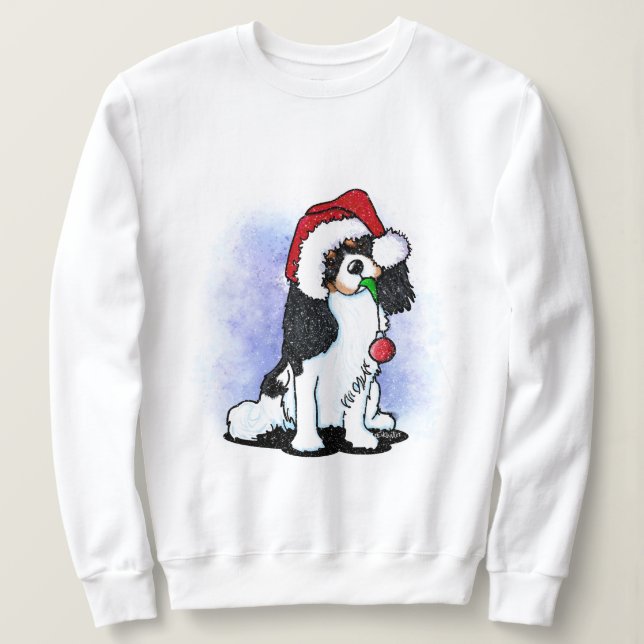 Tricolor Cavalier Spaniel Weihnachts Sweatshirt (Design vorne)