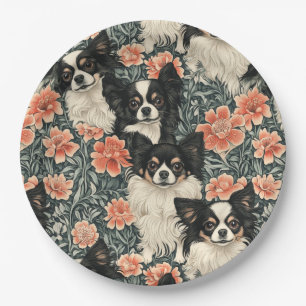 Tricolor Chihuahuas William Morris Style Floral Pappteller