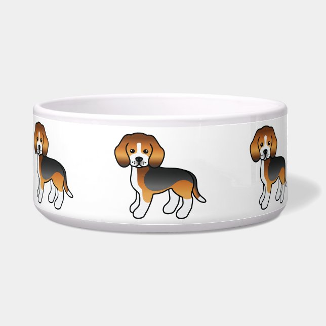 Tricolor Coat Cartoon Beagle Rasse Hunde Napf (Vorderseite)