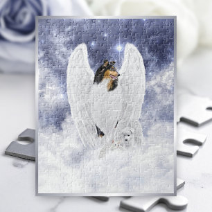 Tricolor Collie Angel und Cherubim im Hundehimmel  Puzzle