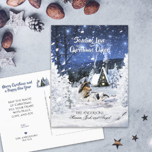 Tricolor Collie & Lambs - Schneezeit - Urlaub Postkarte