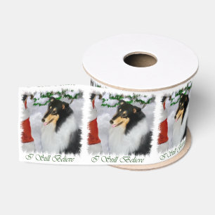 Tricolor Collie trifft Sankt-Weihnachten Ripsband